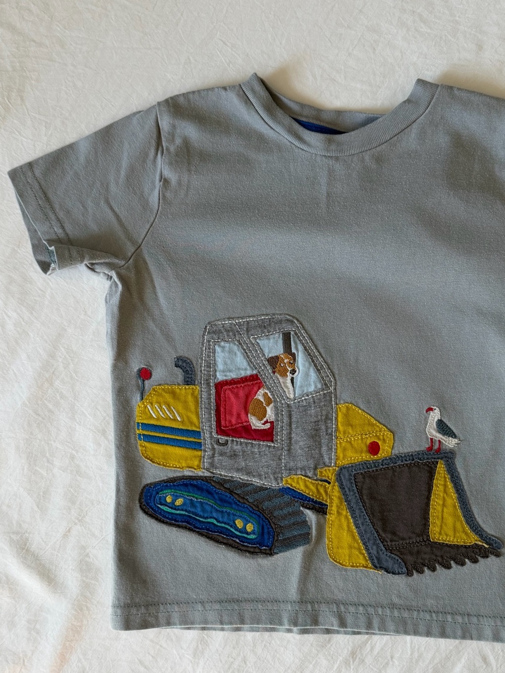 Mini Boden Digger Excavator Applique Tee Boys 2-3Y Grey
